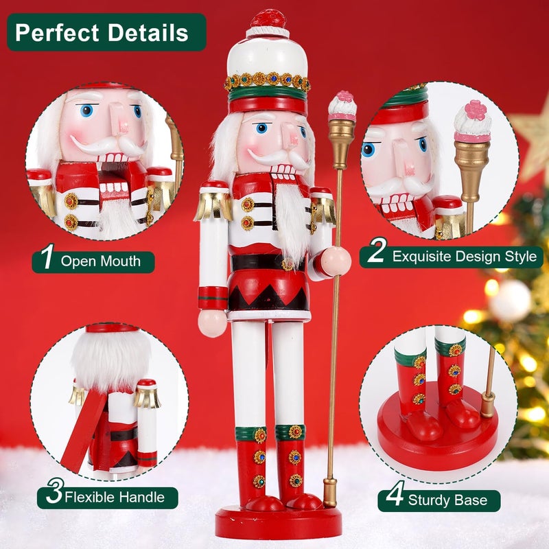 Tpudn Store Christmas Decorations Nutcracker Ornament,15 inch Wooden Traditional Nutcracker,Festive Collectible Christmas Nutcracker Party Tabletop Thanksgiving Decor(Strawberry) - Image 2